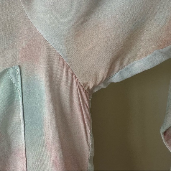 BELLA Dahl Long Sleeve Full Button Down Hipster Shirt Peach Fresco Block Print - Picture 13 of 16